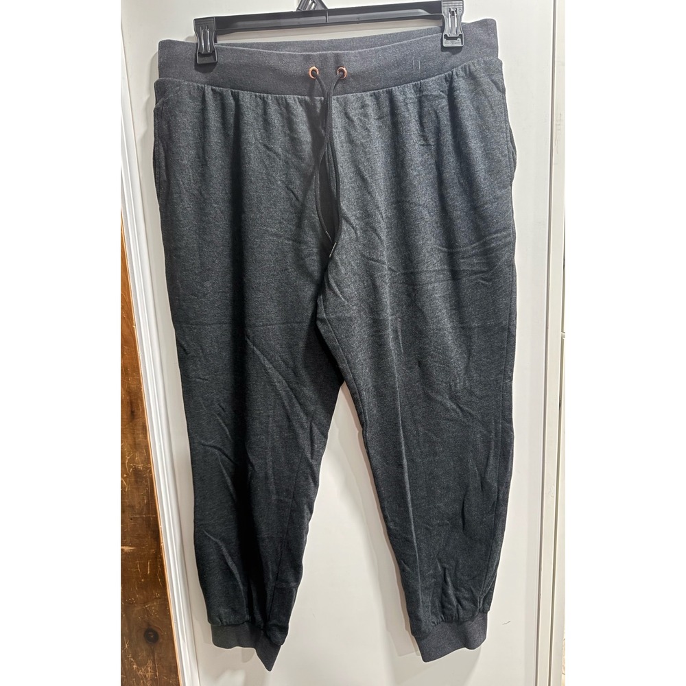 Victoria Sport Charcoal Gray Heather Joggers Sweatpants Rose Gold Accents Large